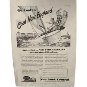 Vintage 1951 New York Central Cool New England Ad Advertisement